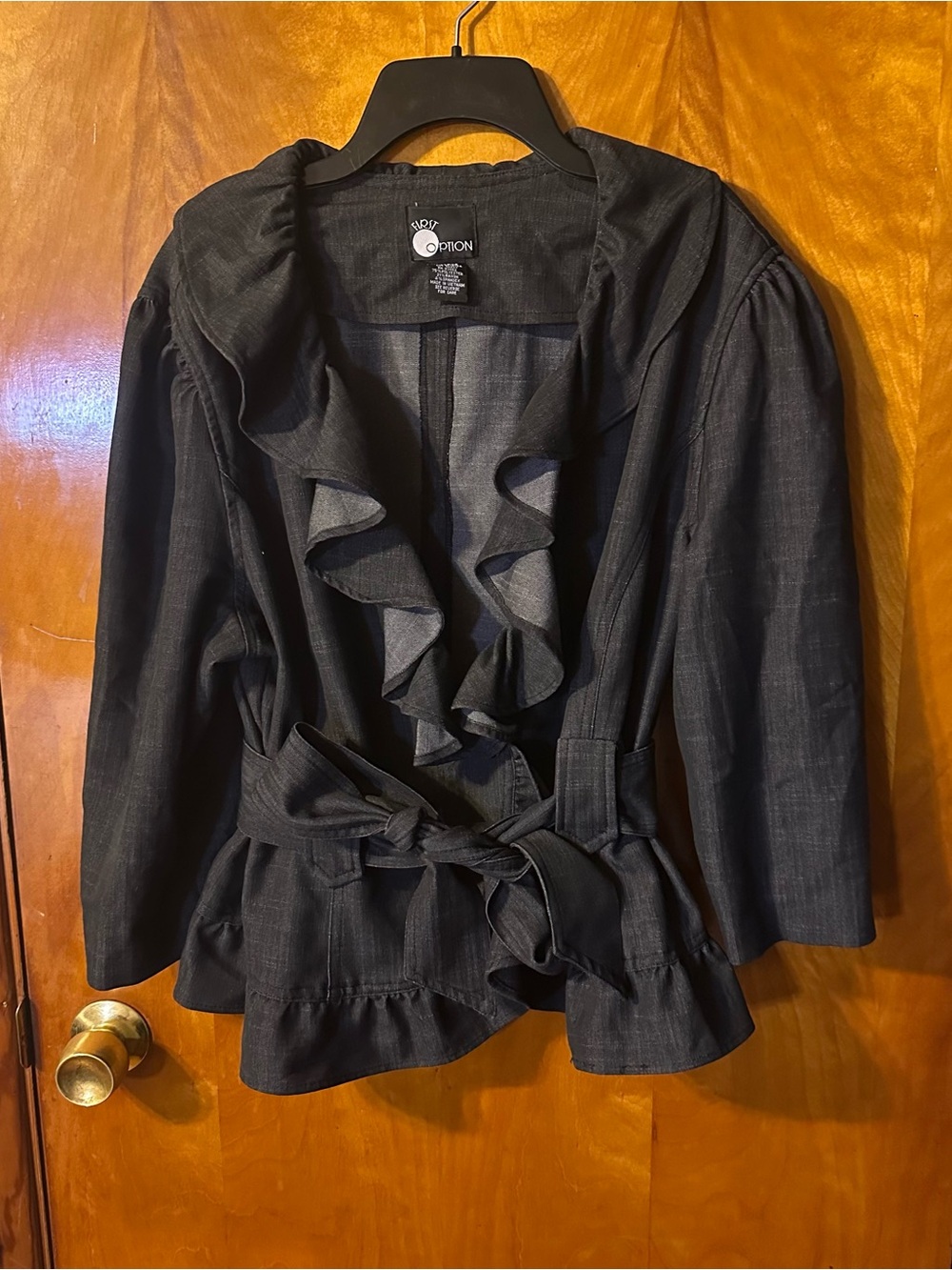 First Option Ruffle Belted Jacket / Blazer